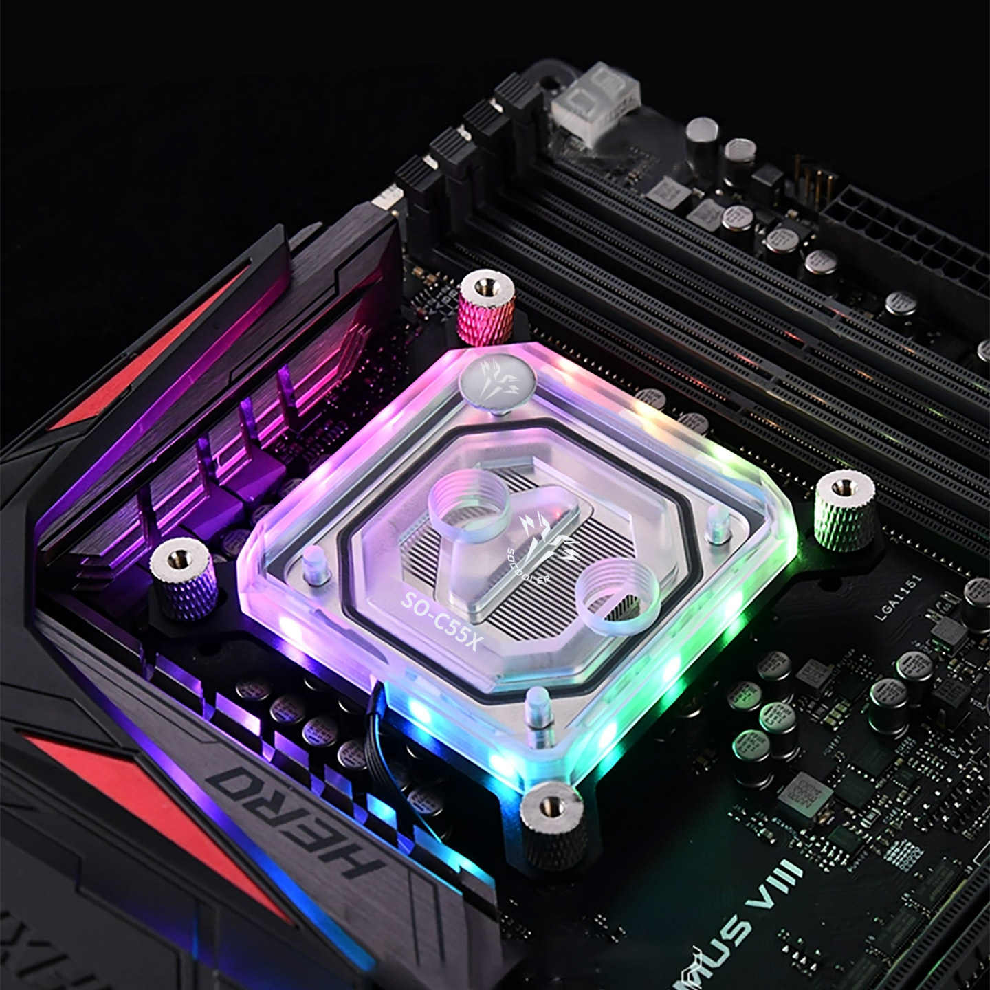 盈博C55X幻彩微水道Intel AMD CPU冷头